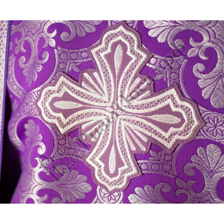 Облачение дьяконское фиолетовое с серебром (парча)